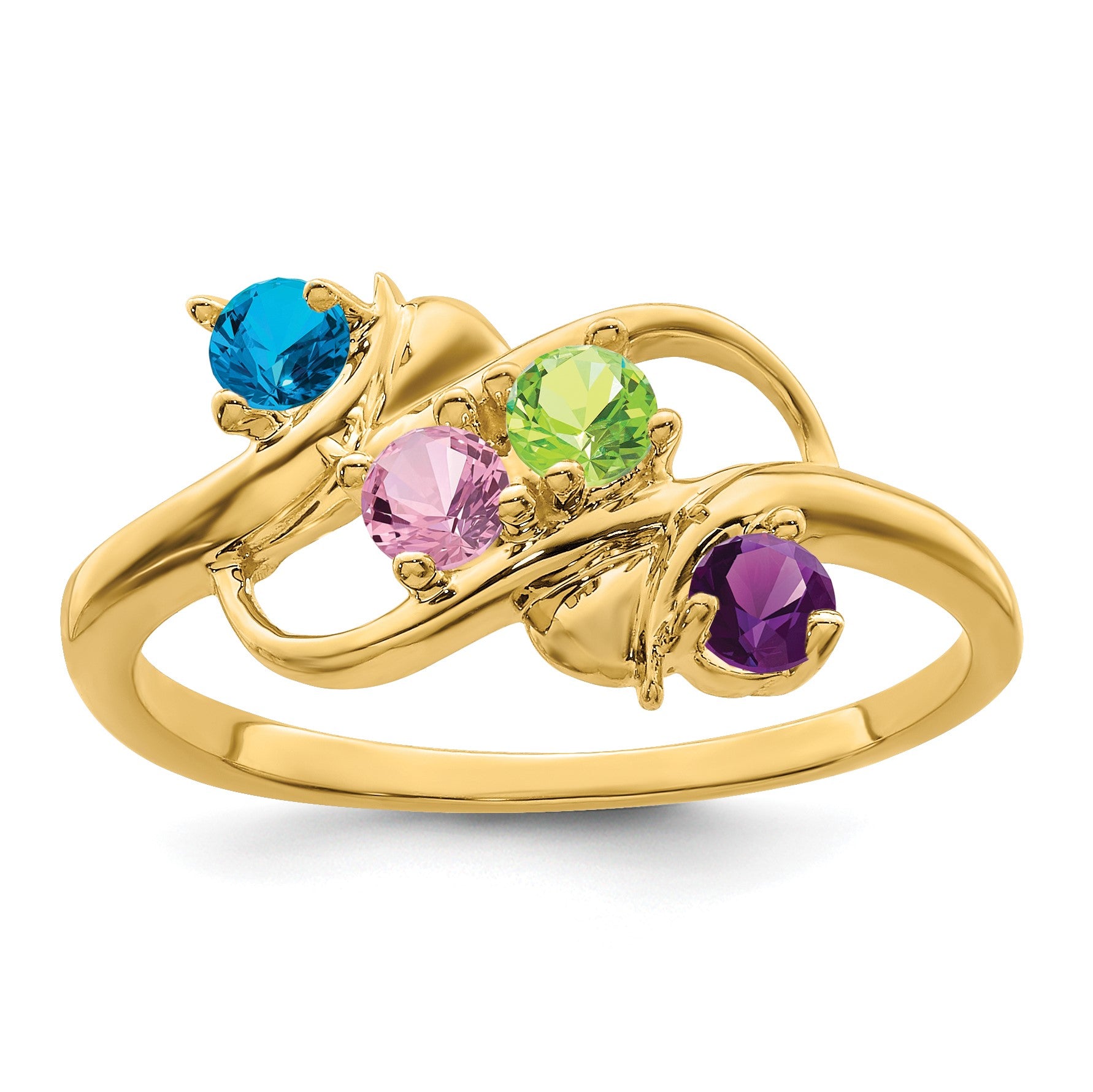 14k Polished 4-Stone Mothers Ring Mounting