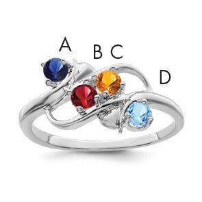 Sterling Silver Rhodium-plated Family Jewelry Mounting
