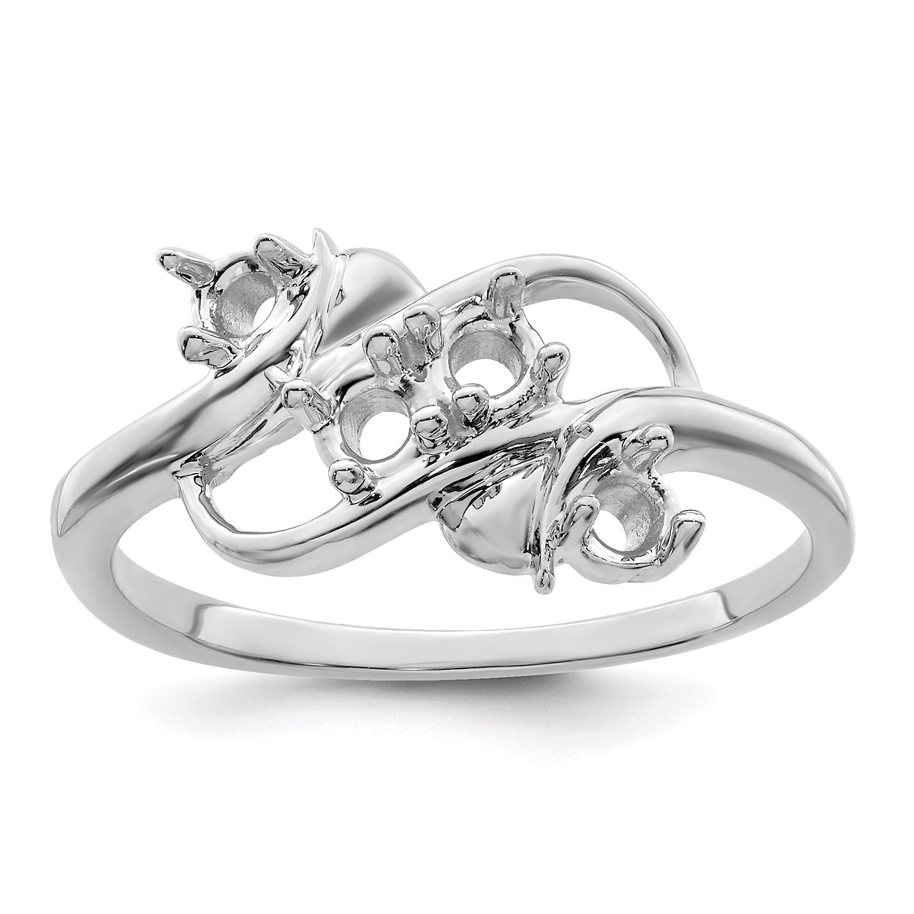 Sterling Silver Rhodium-plated Family Jewelry Mounting