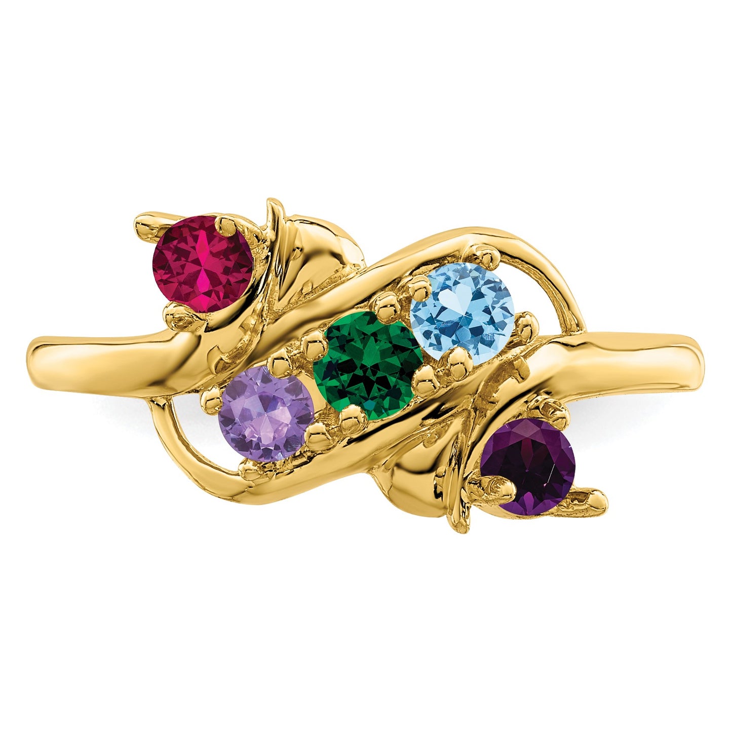 14k Polished 5-Stone Mothers Ring Mounting
