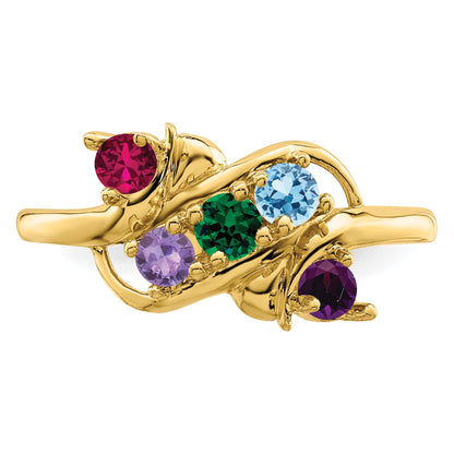 14k Polished 5-Stone Mothers Ring Mounting