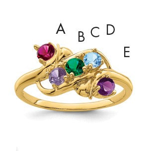 14k Polished 5-Stone Mothers Ring Mounting