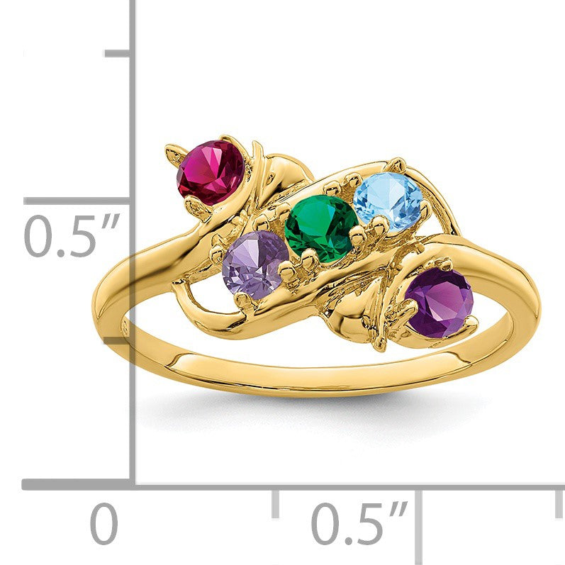 14k Polished 5-Stone Mothers Ring Mounting
