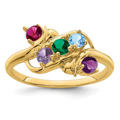 14k Polished 5-Stone Mothers Ring Mounting