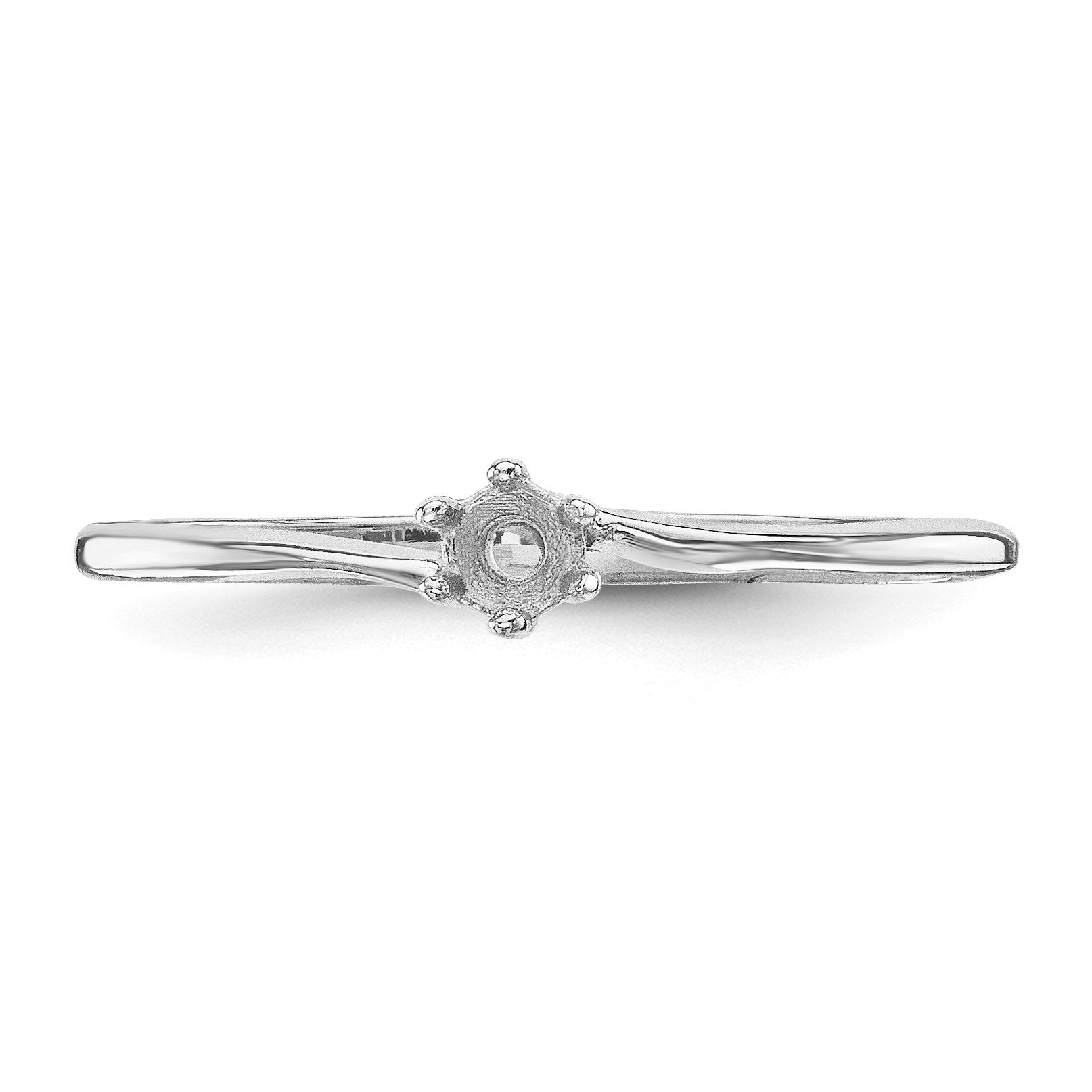 14k White Gold Polished 1-Stone Mothers Ring Mounting