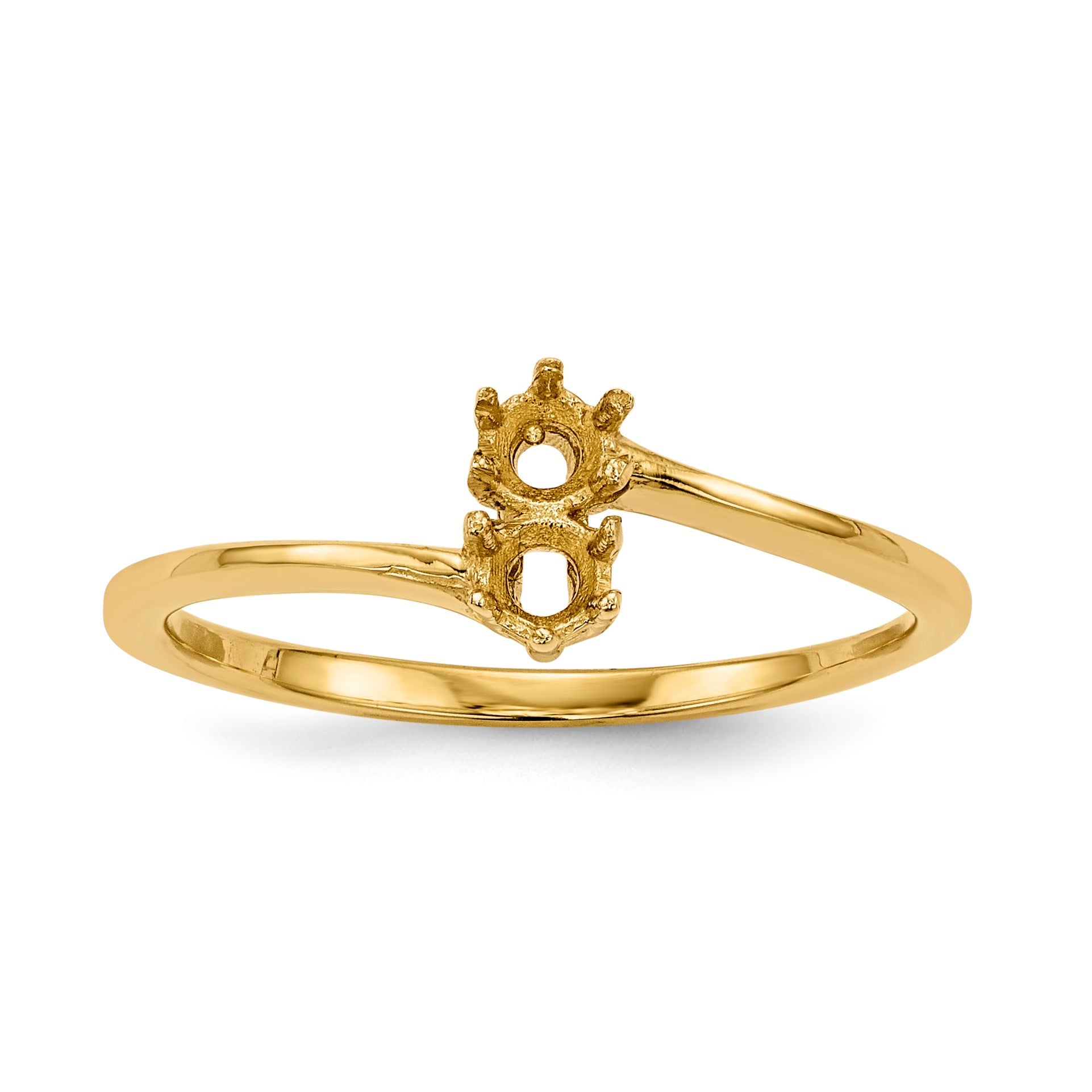 14k Polished 2-Stone Mothers Ring Mounting