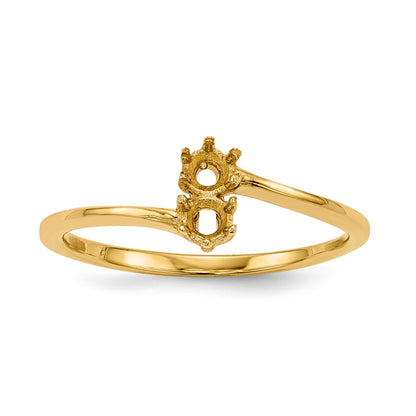 14k Polished 2-Stone Mothers Ring Mounting