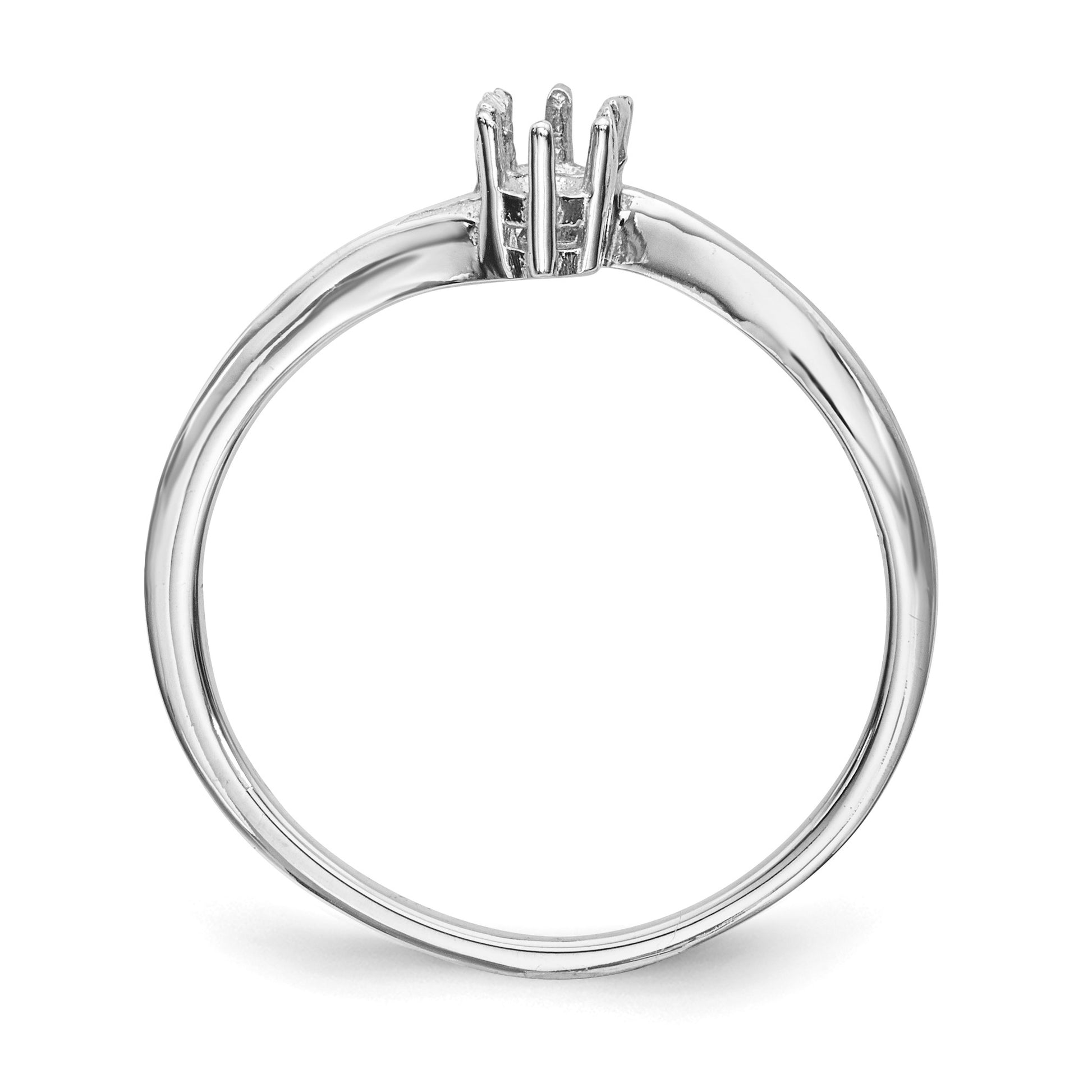 14k White Gold Polished 2-Stone Mothers Ring Mounting