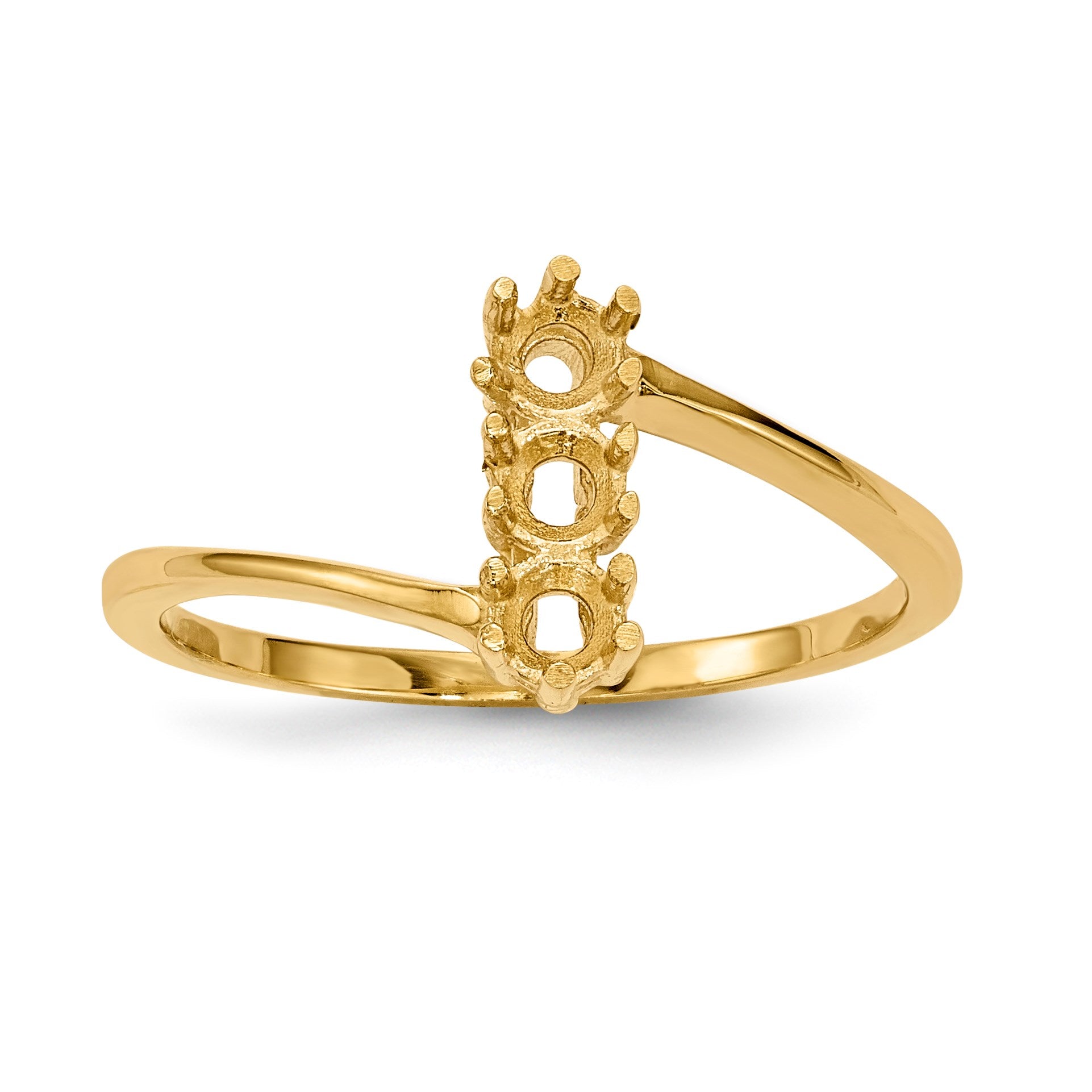 14k Polished 3-Stone Mothers Ring Mounting