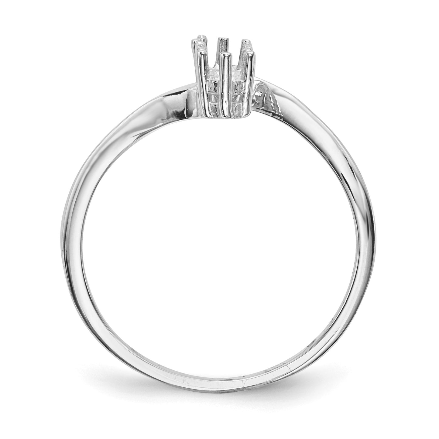 14k White Gold Polished 3-Stone Mothers Ring Mounting