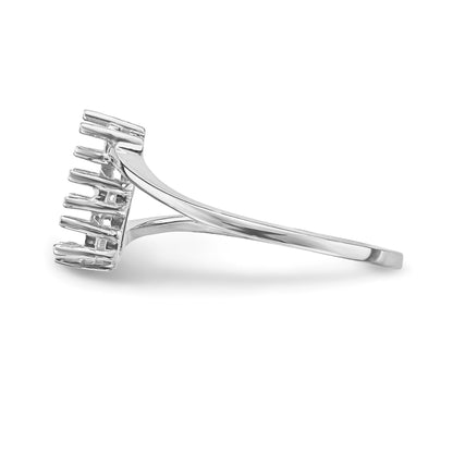 14k White Gold Polished 3-Stone Mothers Ring Mounting