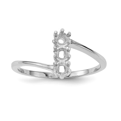 14k White Gold Polished 3-Stone Mothers Ring Mounting