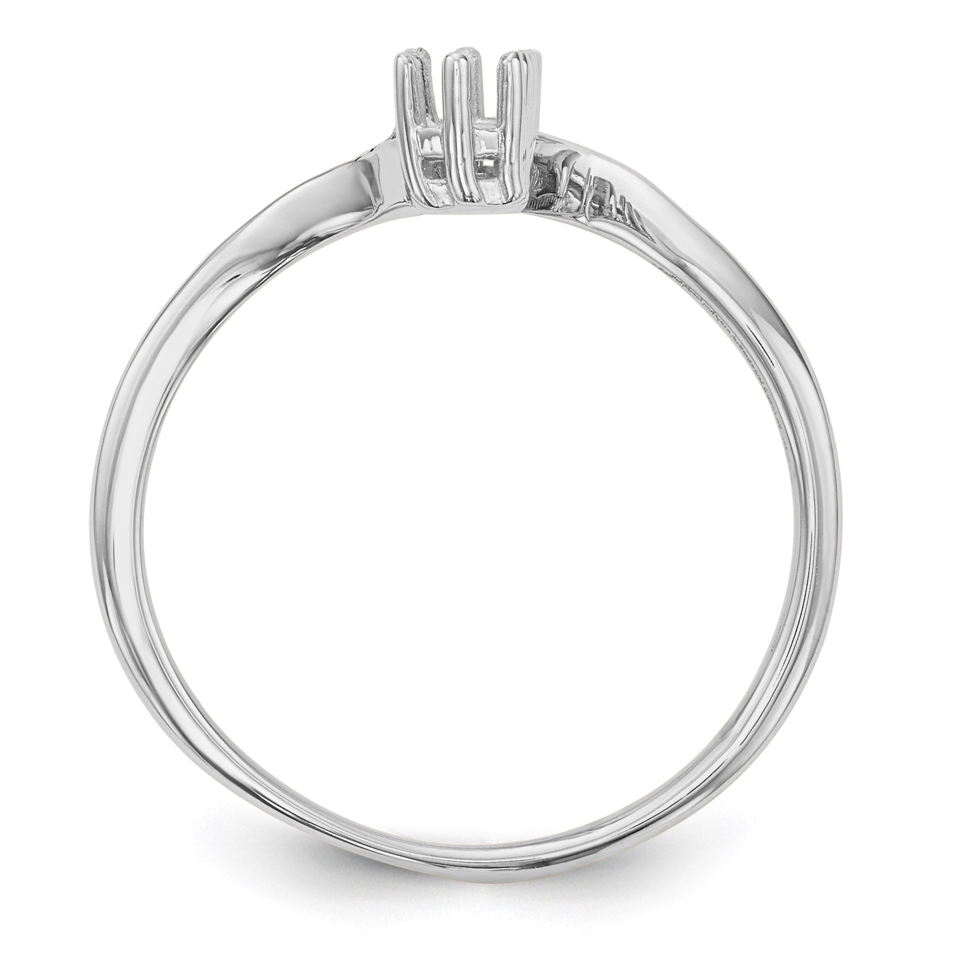 14k White Gold Polished 4-Stone Mothers Ring Mounting