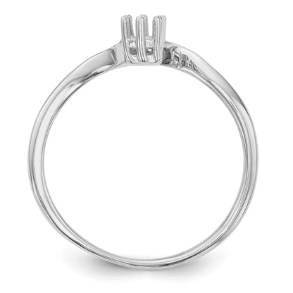 14k White Gold Polished 4-Stone Mothers Ring Mounting