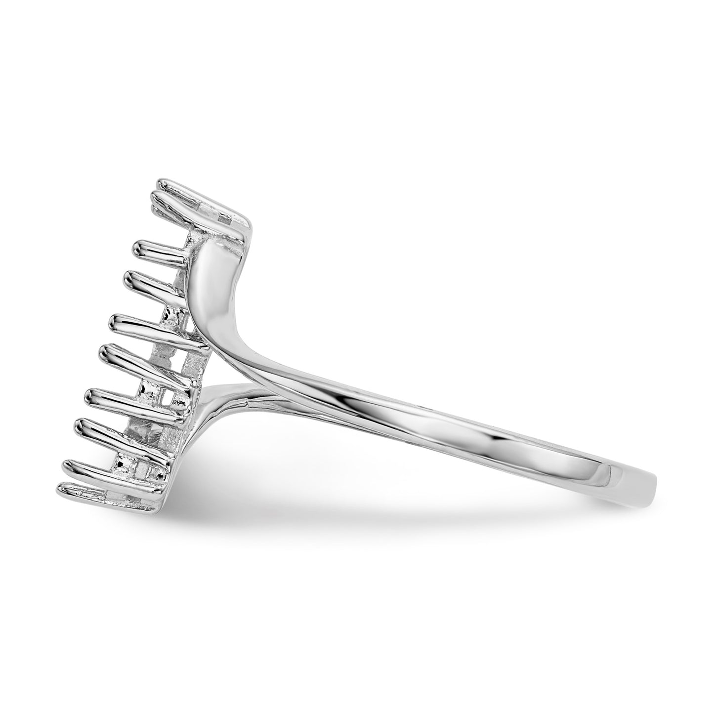 14k White Gold Polished 4-Stone Mothers Ring Mounting