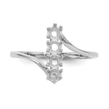 14k White Gold Polished 4-Stone Mothers Ring Mounting
