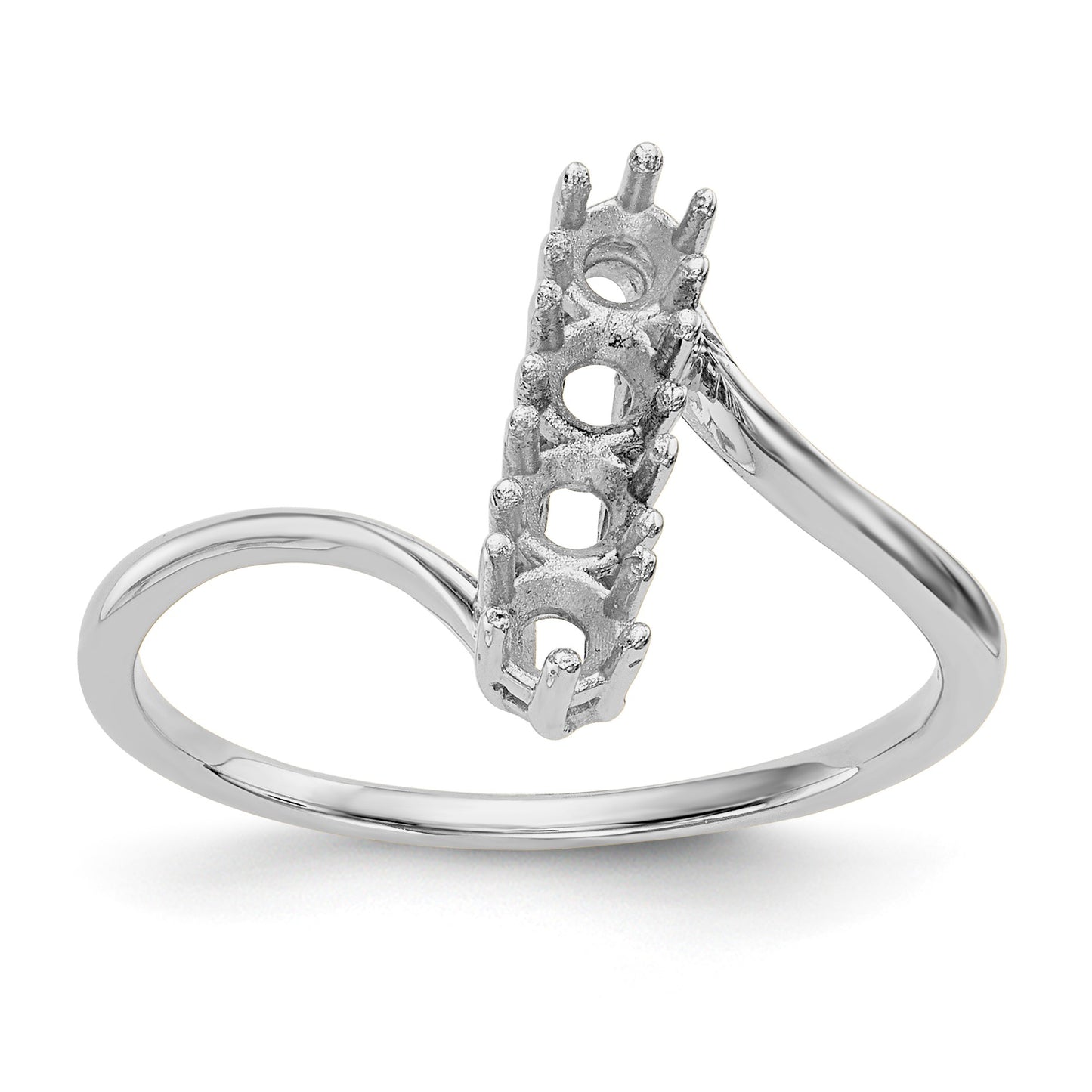 14k White Gold Polished 4-Stone Mothers Ring Mounting
