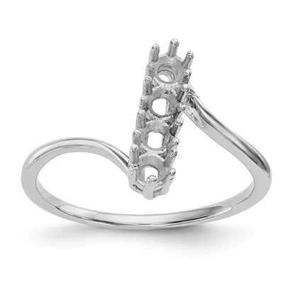 14k White Gold Polished 4-Stone Mothers Ring Mounting
