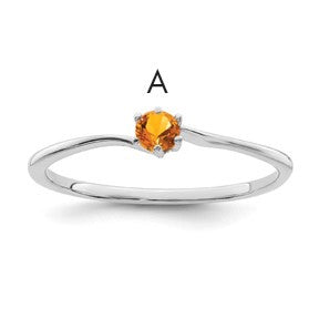 14k White Gold Polished 1-Stone Mothers Ring Mounting