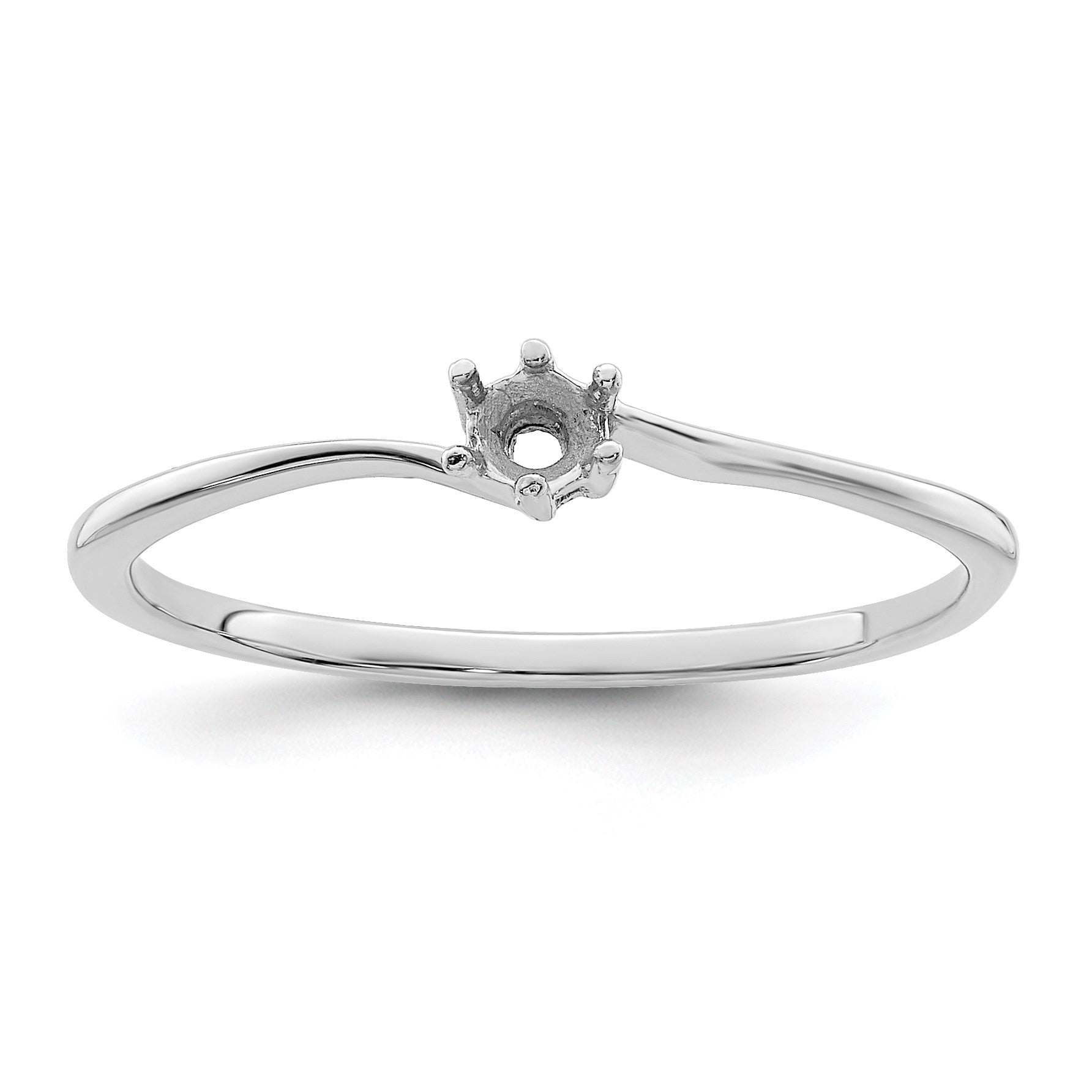14k White Gold Polished 1-Stone Mothers Ring Mounting