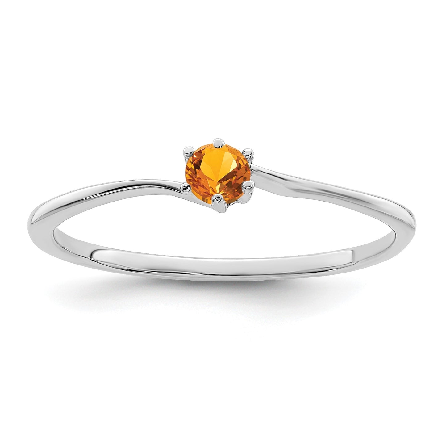 14k White Gold Polished 1-Stone Mothers Ring Mounting