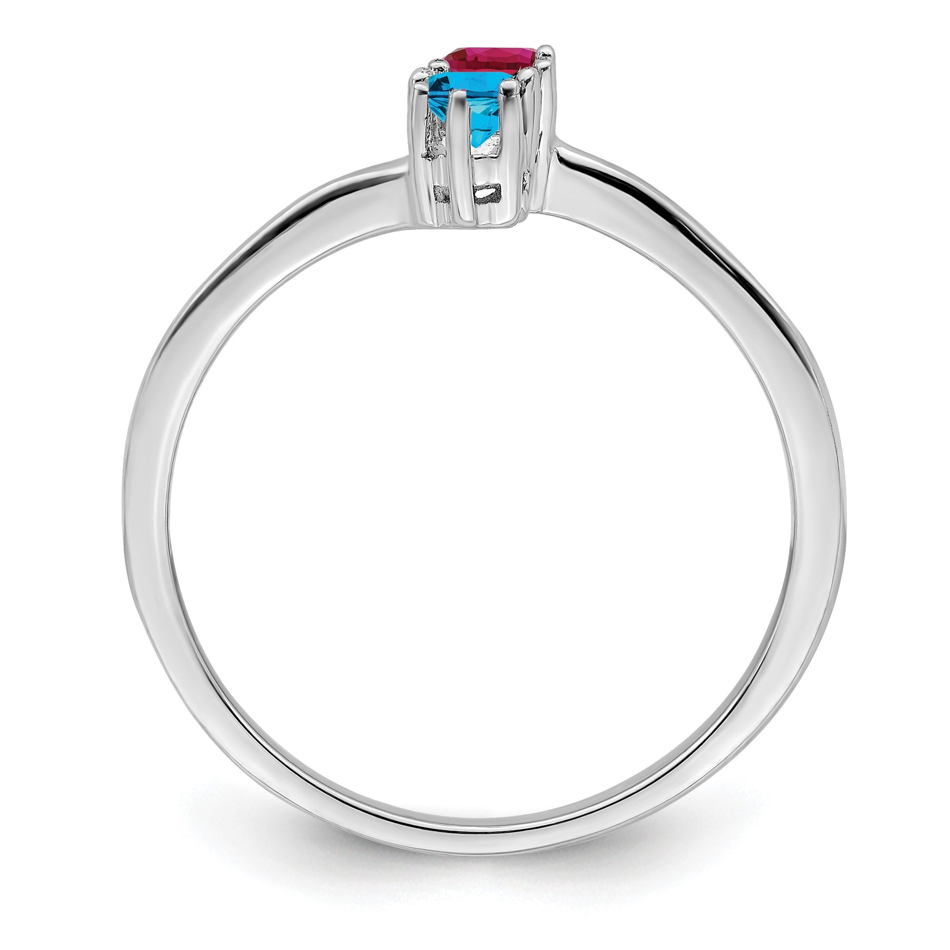 14k White Gold Polished 2-Stone Mothers Ring Mounting
