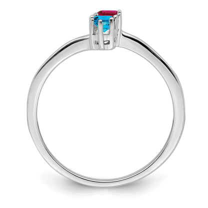14k White Gold Polished 2-Stone Mothers Ring Mounting