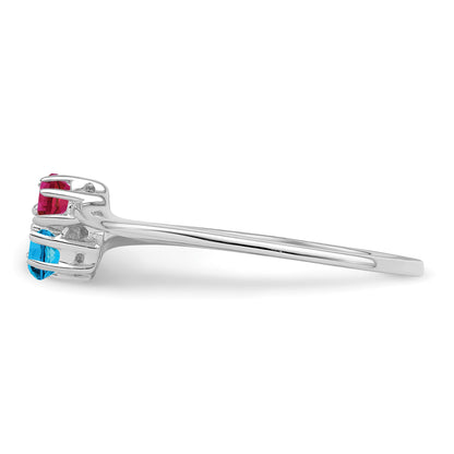 14k White Gold Polished 2-Stone Mothers Ring Mounting
