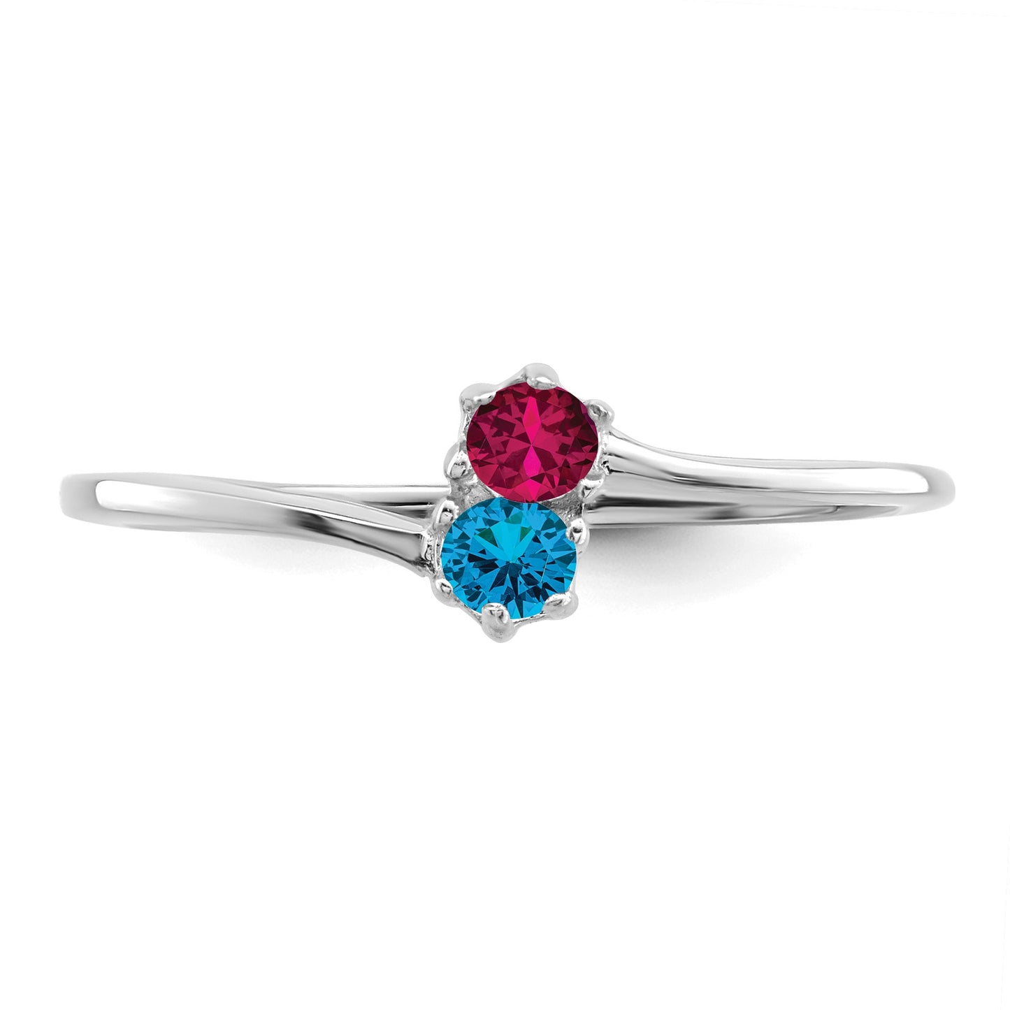 14k White Gold Polished 2-Stone Mothers Ring Mounting