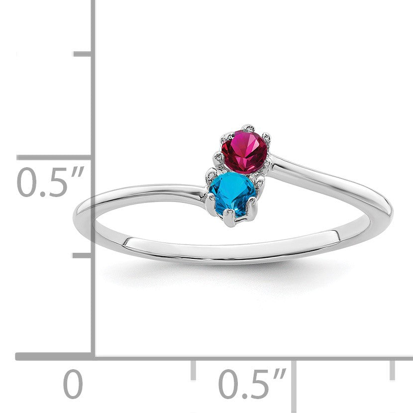 14k White Gold Polished 2-Stone Mothers Ring Mounting