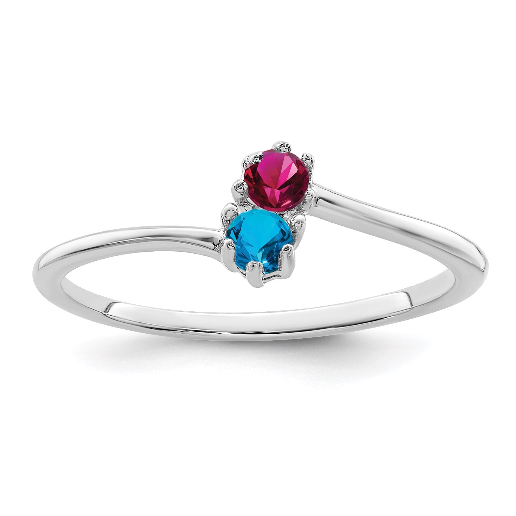 14k White Gold Polished 2-Stone Mothers Ring Mounting