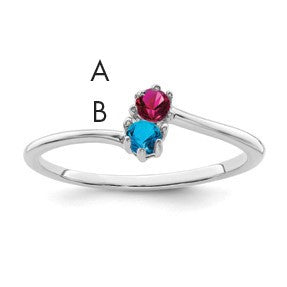 14k White Gold Polished 2-Stone Mothers Ring Mounting