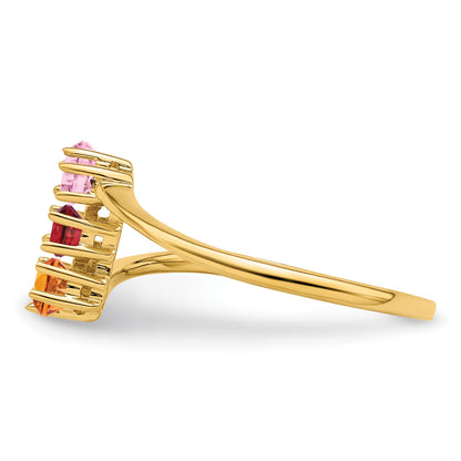14k Polished 3-Stone Mothers Ring Mounting