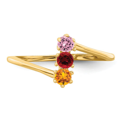 14k Polished 3-Stone Mothers Ring Mounting