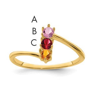 14k Polished 3-Stone Mothers Ring Mounting