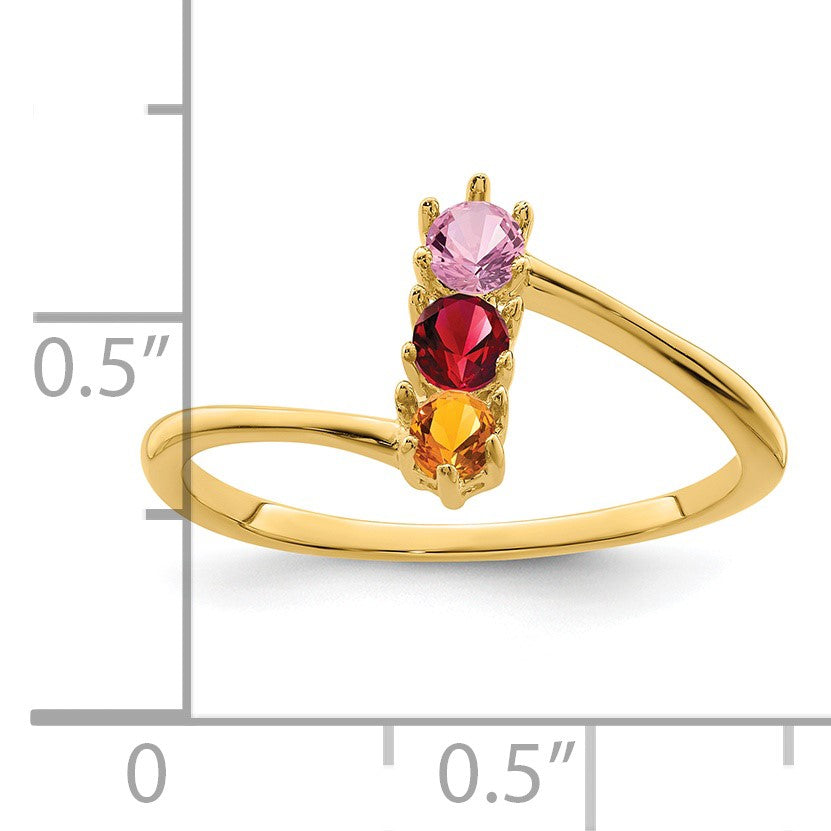 14k Polished 3-Stone Mothers Ring Mounting