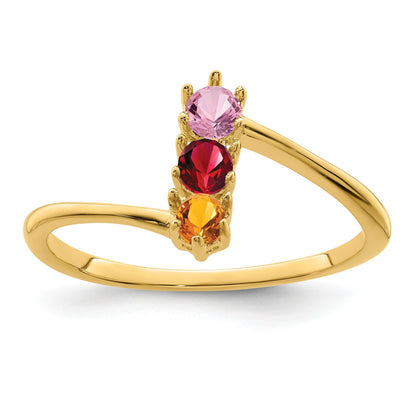 14k Polished 3-Stone Mothers Ring Mounting