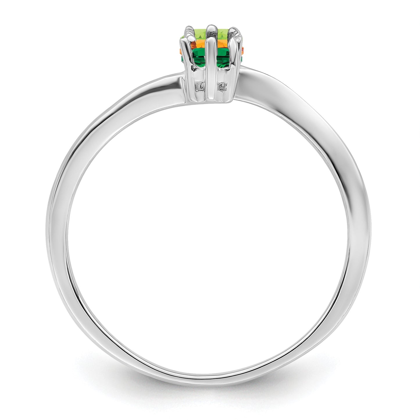 14k White Gold Polished 3-Stone Mothers Ring Mounting