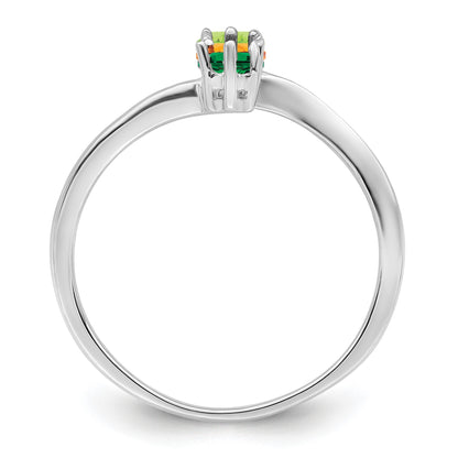 14k White Gold Polished 3-Stone Mothers Ring Mounting