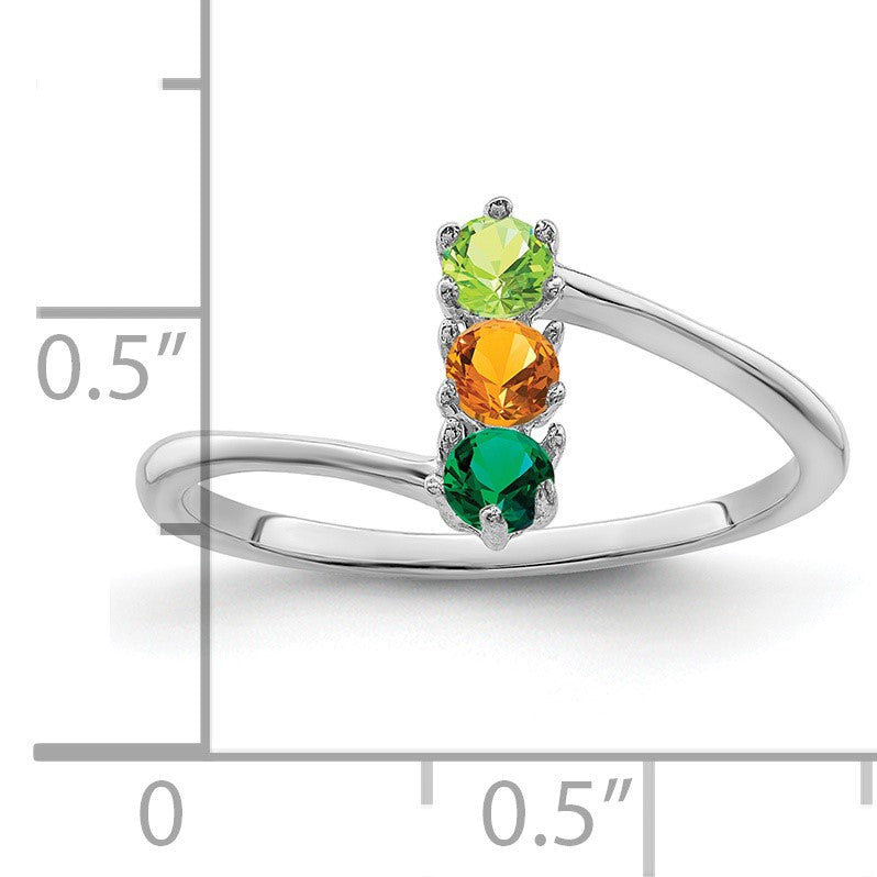 14k White Gold Polished 3-Stone Mothers Ring Mounting