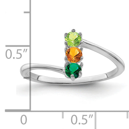 14k White Gold Polished 3-Stone Mothers Ring Mounting