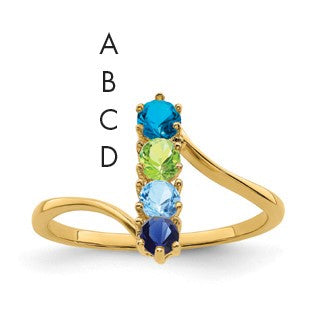 14k Polished 4-Stone Mothers Ring Mounting