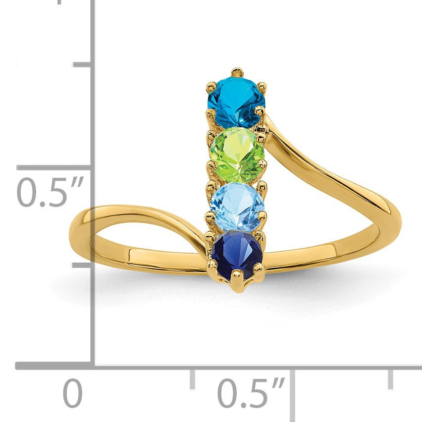 14k Polished 4-Stone Mothers Ring Mounting