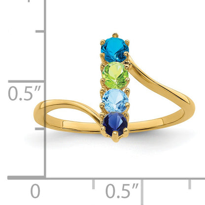 14k Polished 4-Stone Mothers Ring Mounting
