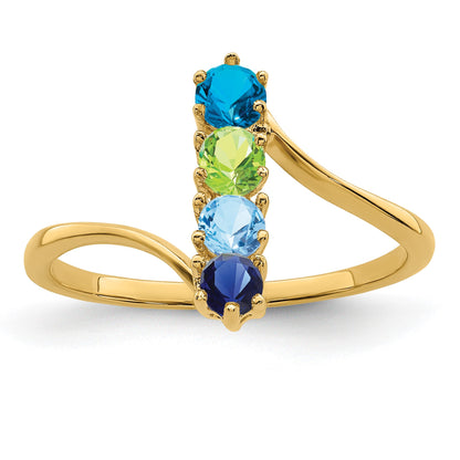 14k Polished 4-Stone Mothers Ring Mounting