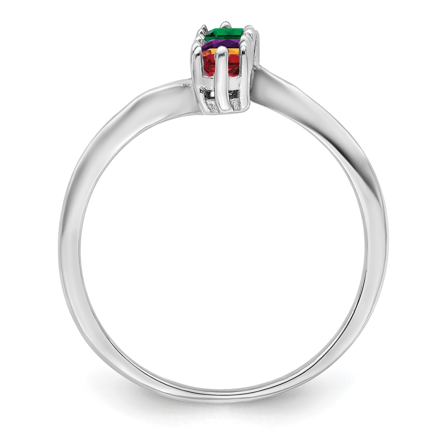 14k White Gold Polished 4-Stone Mothers Ring Mounting