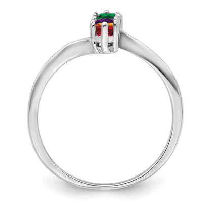14k White Gold Polished 4-Stone Mothers Ring Mounting