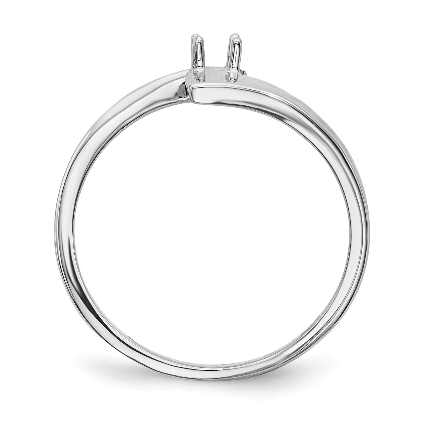 14k White Gold Polished 1-Stone Mothers Ring Mounting