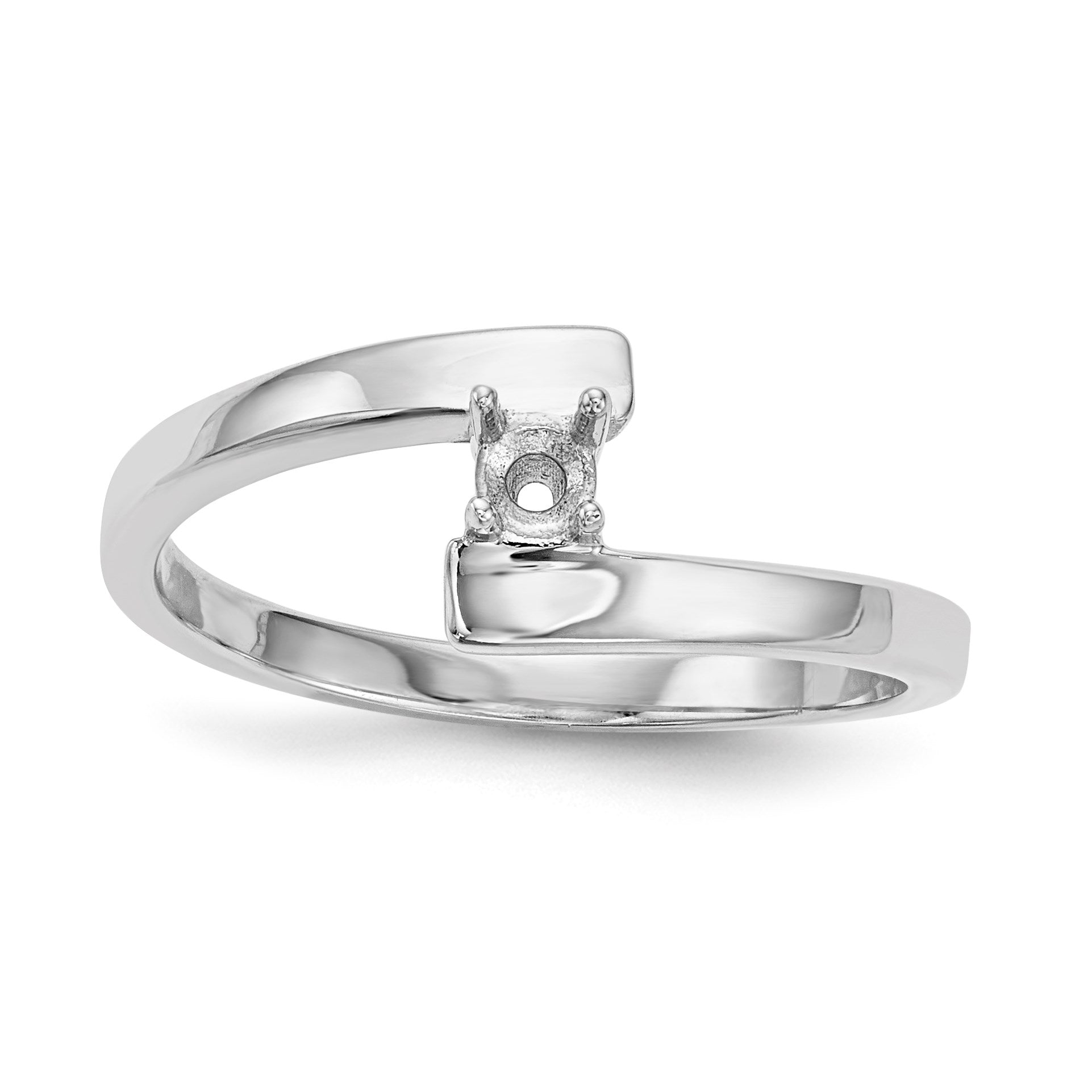14k White Gold Polished 1-Stone Mothers Ring Mounting