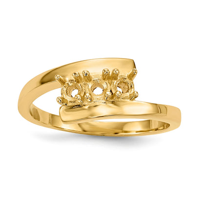 14k Polished 3-Stone Mothers Ring Mounting